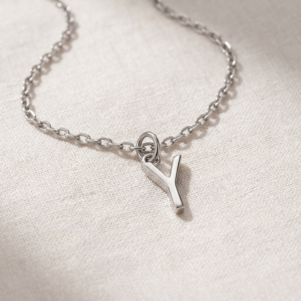 Collier lettre Y | Pendentif initiale et lettre Y, or et argent
