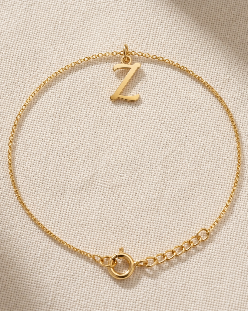 Z Bracelet | Initial & Letter Z Charm, Gold & Silver