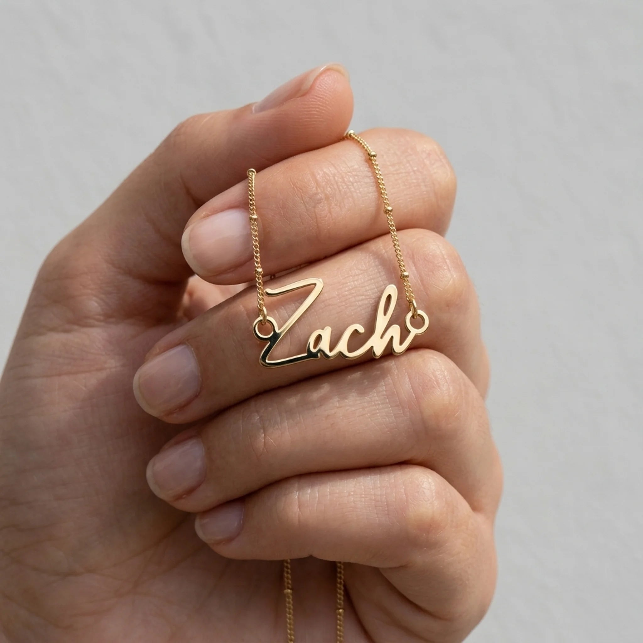 Zach Name Necklace | 18ct Gold, Silver & Vermeil | Ready to Ship