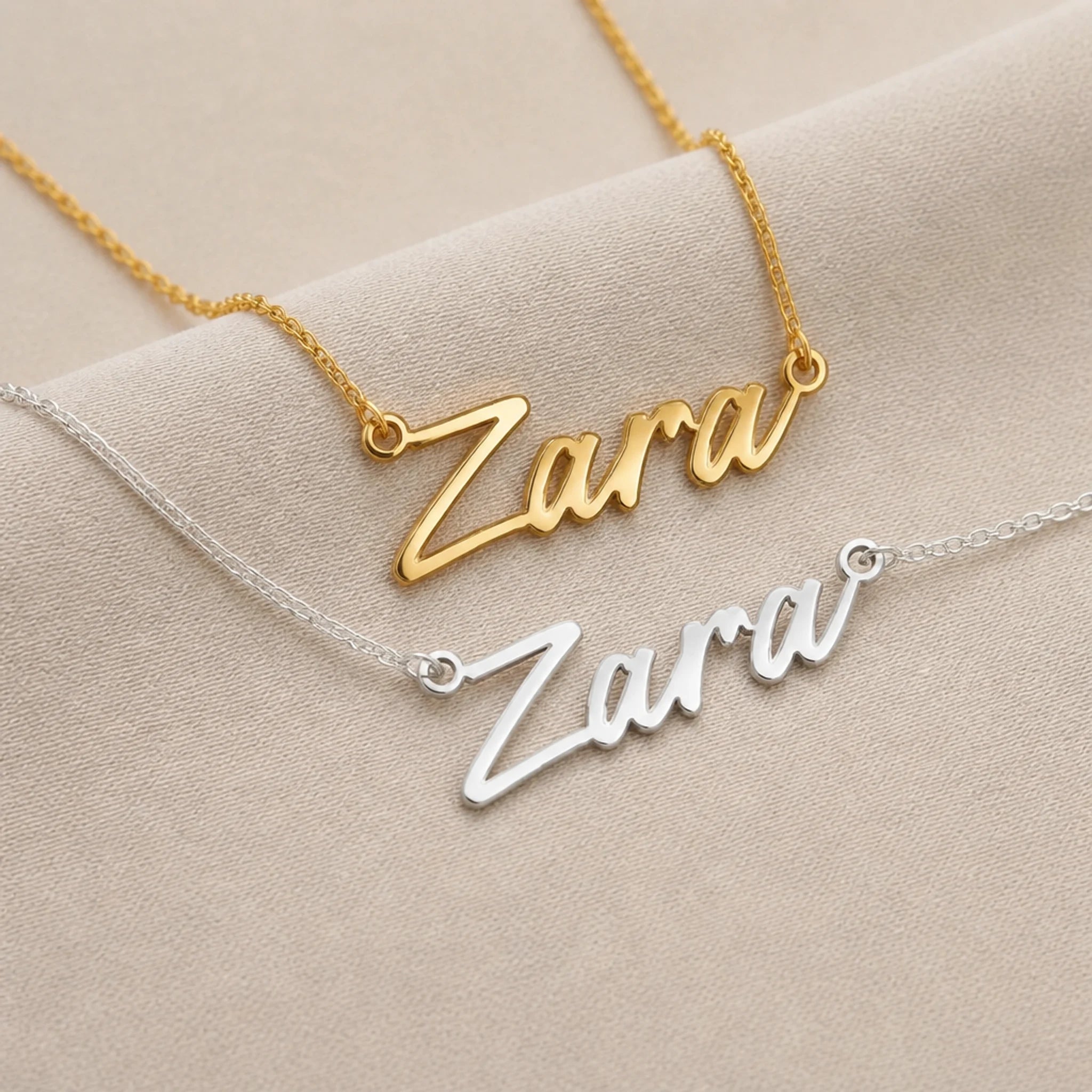 Zara Name Necklace | 18ct Gold, Silver & Vermeil | Ready to Ship