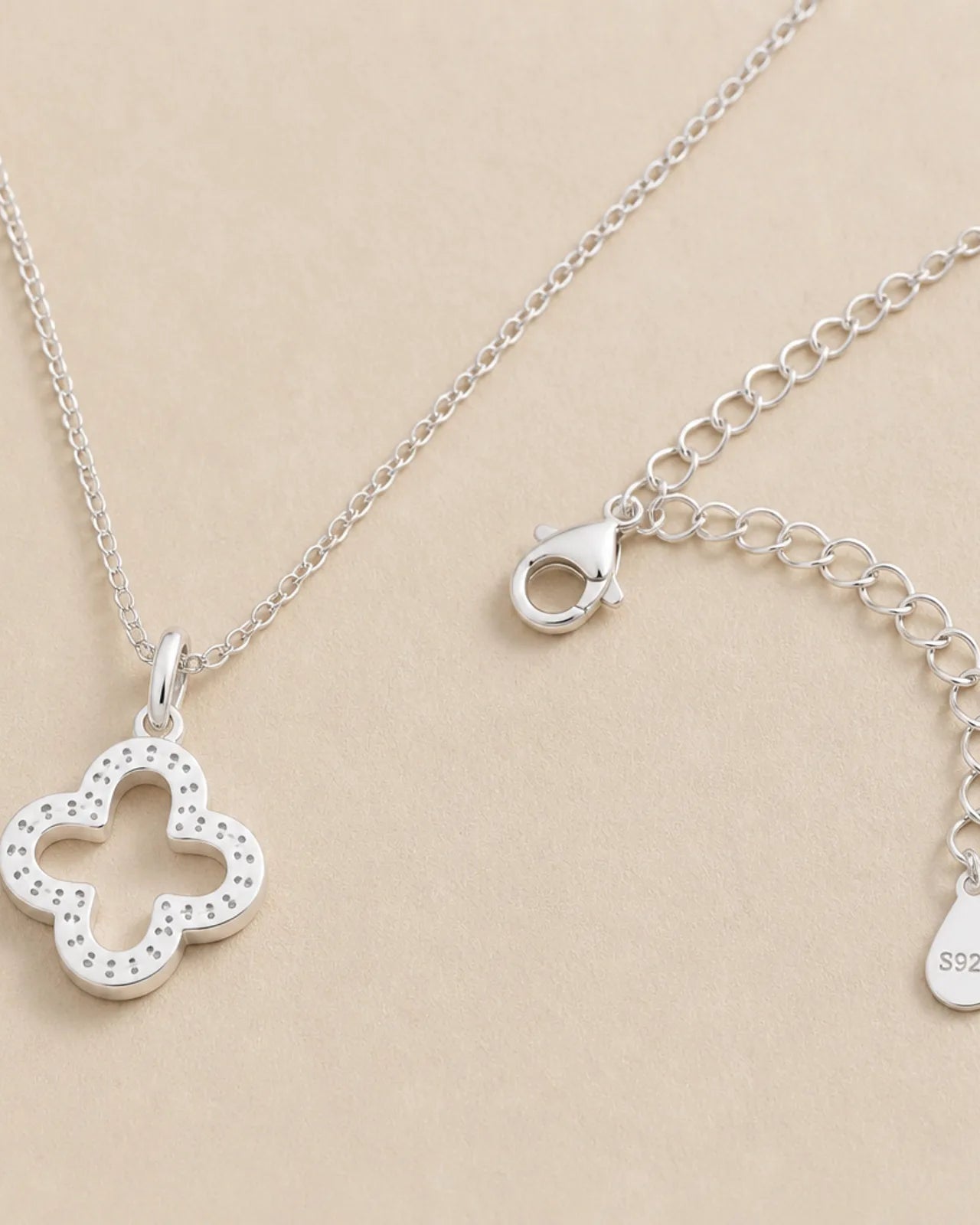 Cubic Zirconia Open Quatrefoil Necklace – Elegant Clover Design Pendant