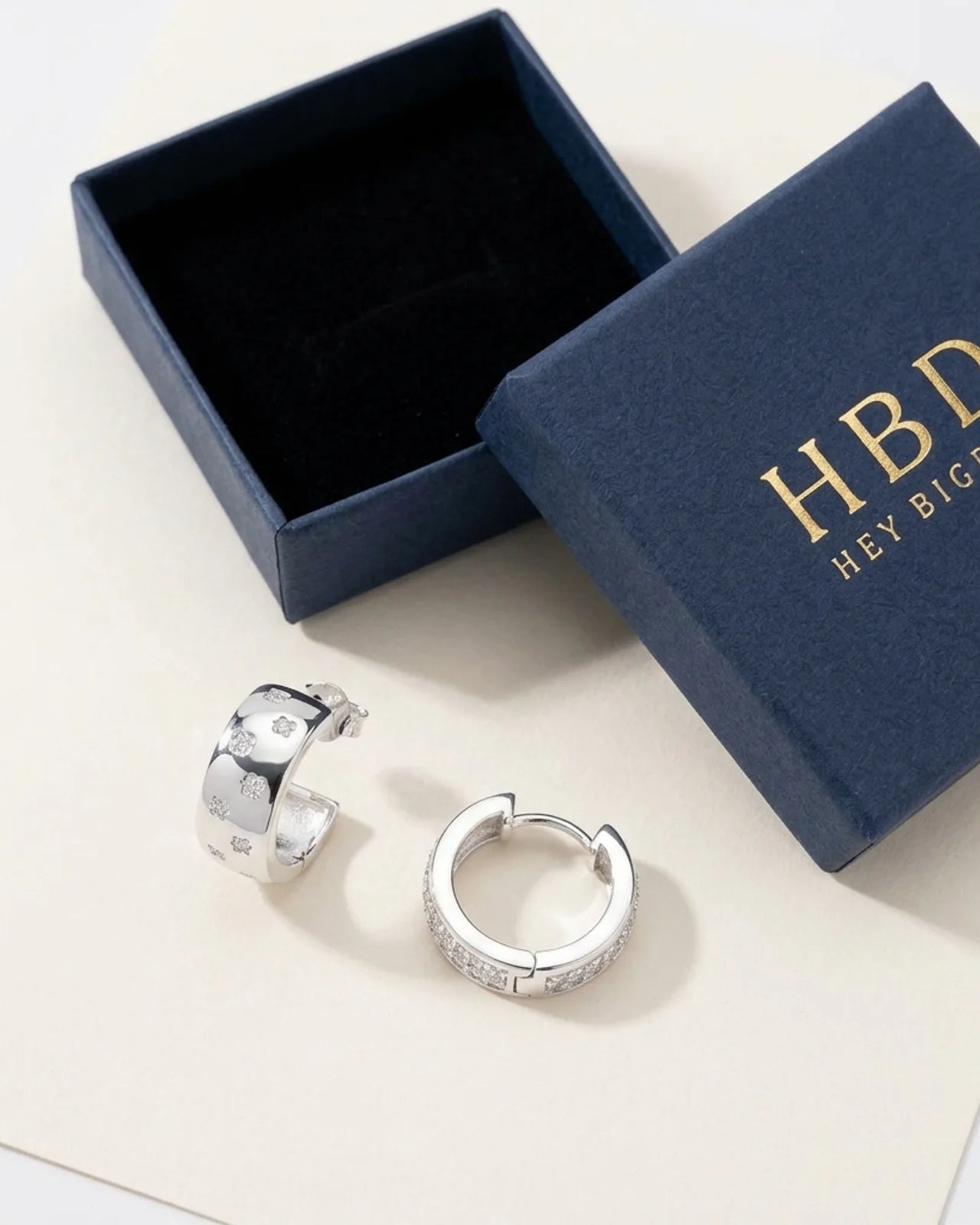 Cubic Zirconia Star Hoop Earrings – Elegant Polished Hoops with Celestial Detail