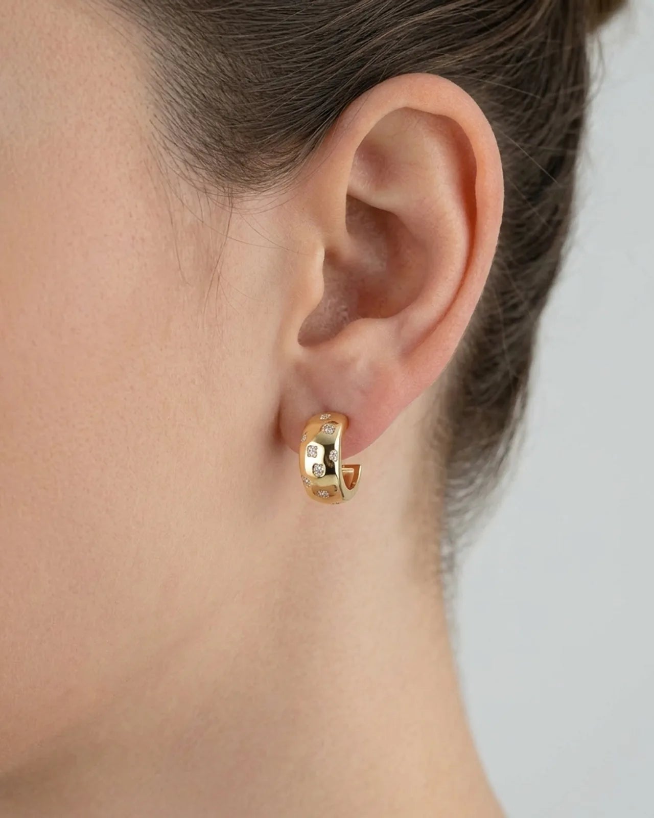 Cubic Zirconia Star Hoop Earrings – Elegant Polished Hoops with Celestial Detail