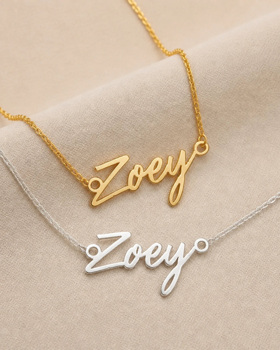 Zoey Name Necklace | 18ct Gold, Silver & Vermeil | Ready to Ship