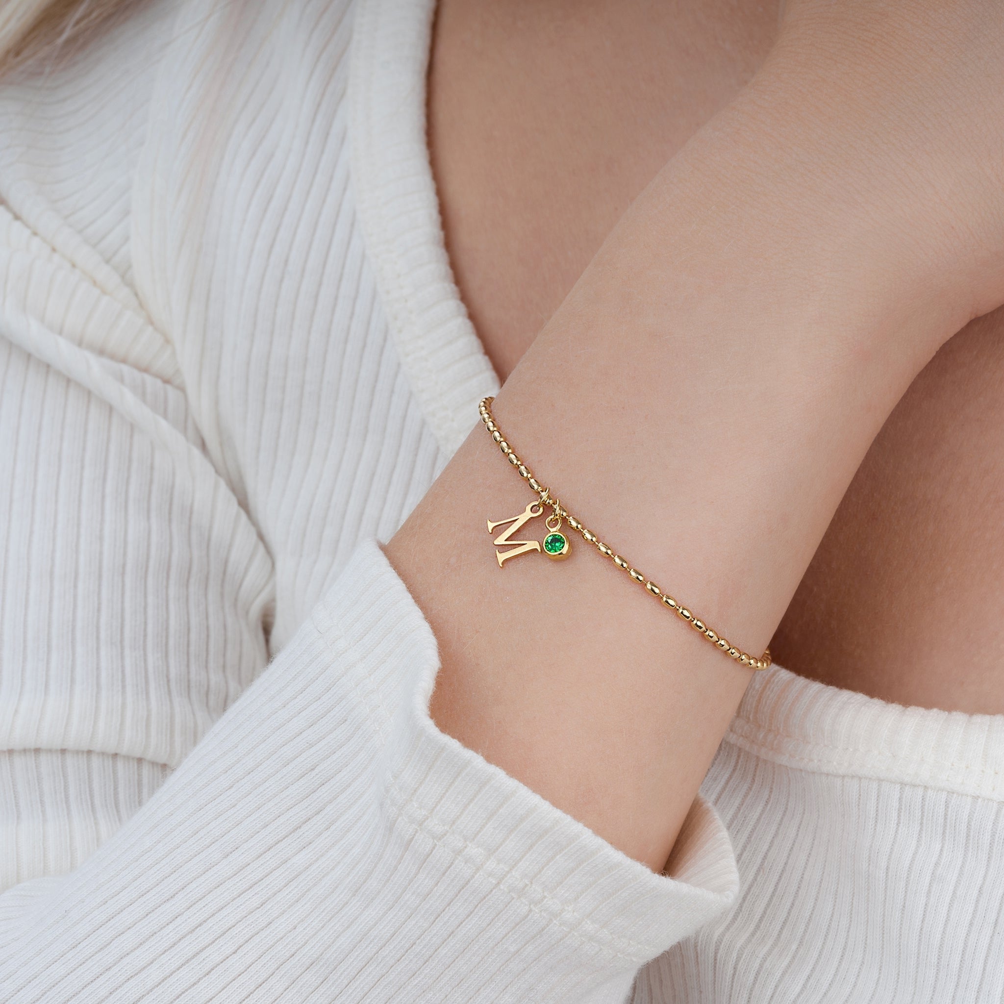 Armband mit Monogramm & Geburtsstein