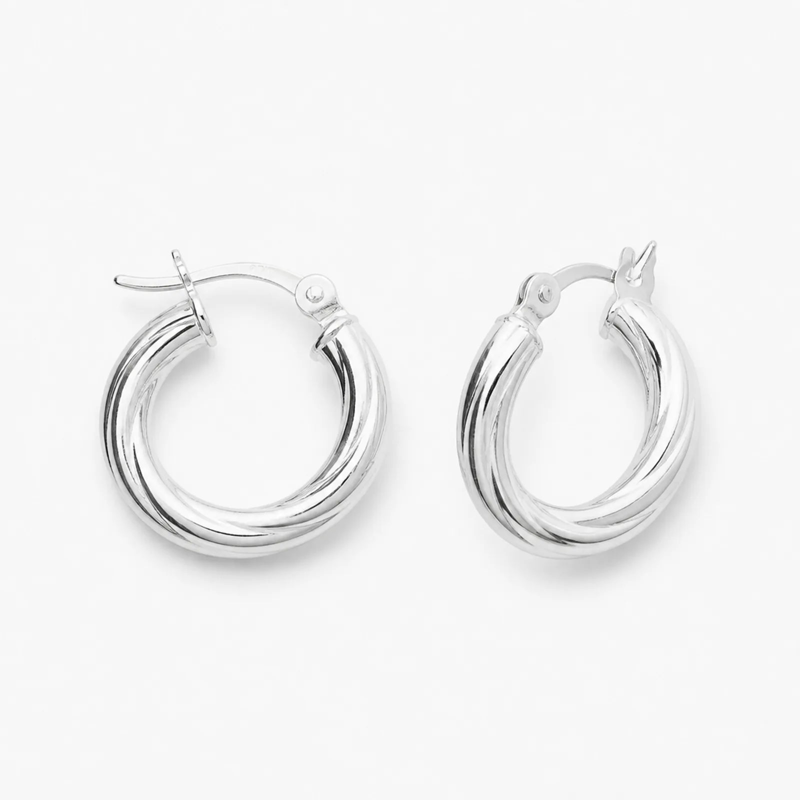 15mm Twisted Top-Hinged Hoop Earrings in 18ct Gold or Sterling Silver