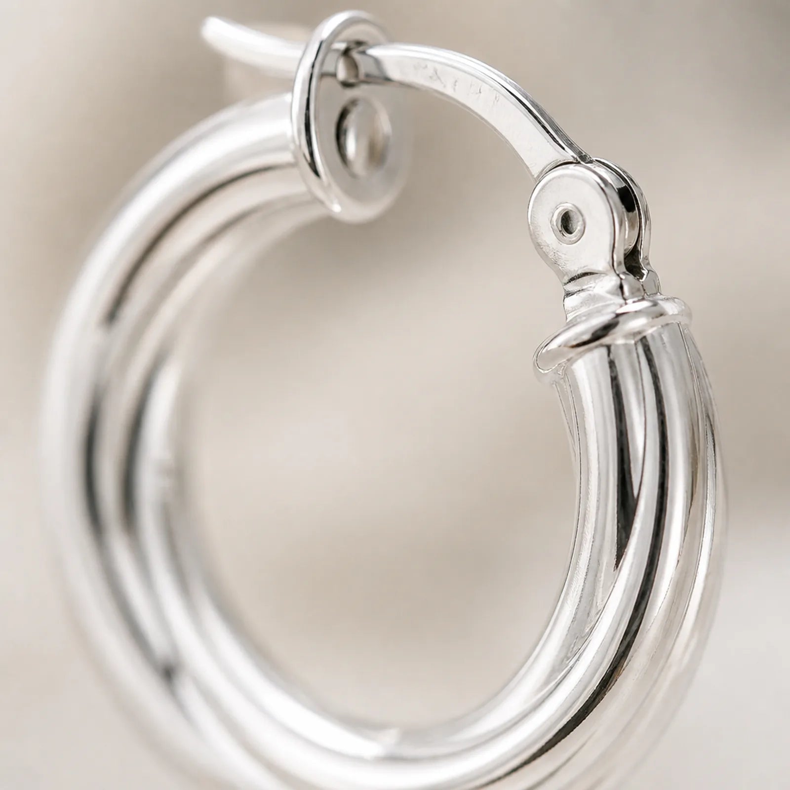 15mm Twisted Top-Hinged Hoop Earrings in 18ct Gold or Sterling Silver