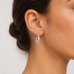 15mm Twisted Top-Hinged Hoop Earrings in 18ct Gold or Sterling Silver