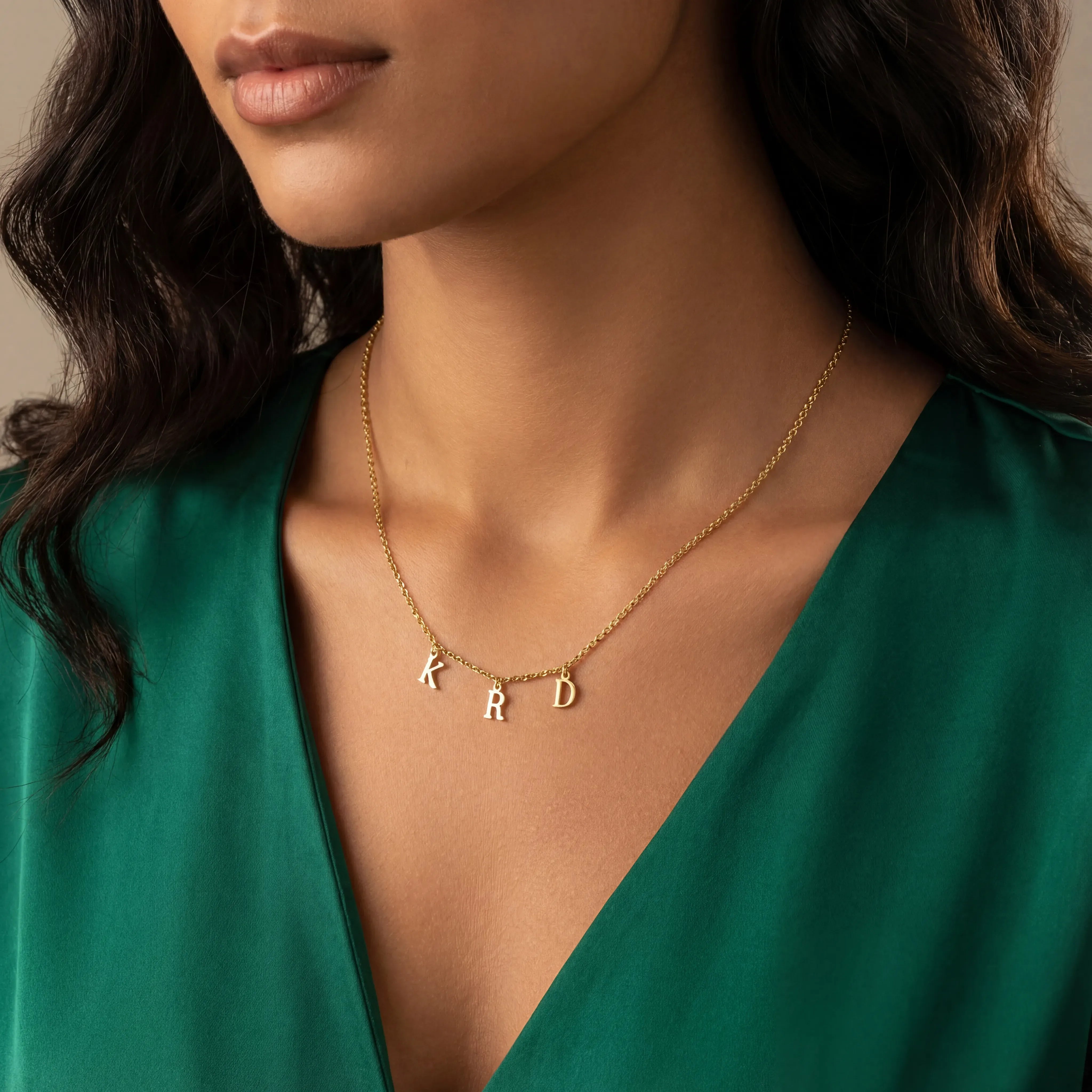 Necklace 18ct Gold / 18" Inches Triple Initial Necklace HBD