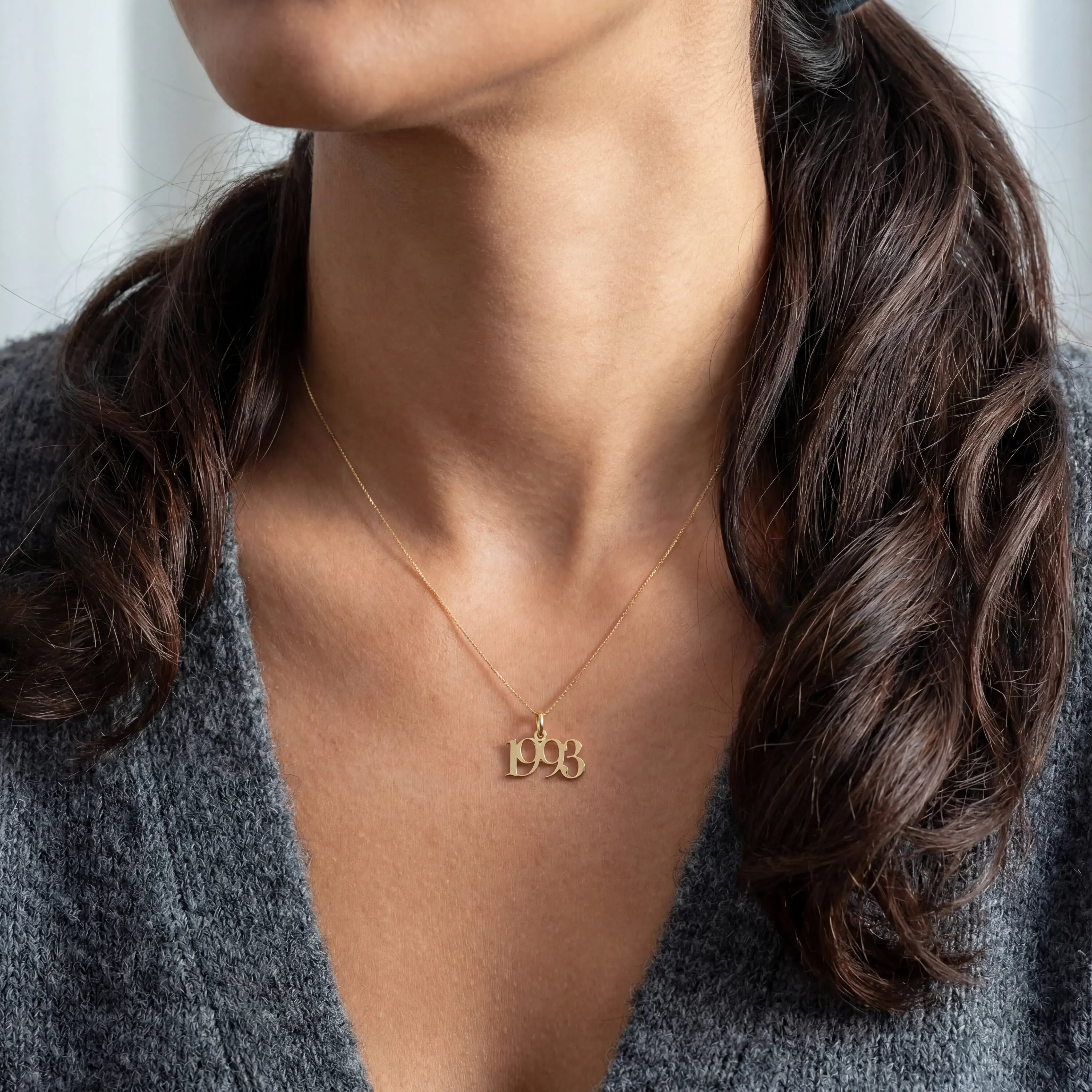 Necklace 18ct Gold / Style 1 / 18" Inches Personalised Year Of Birth Necklace HBD