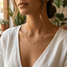 Necklace 18ct Gold / Style 1 / 18" Inches Triple Name Necklace with Two Hearts HBD