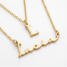 Personalised Name & Initial Necklace Layered Set – Custom Pair in Gold or Silver