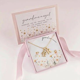Guardian Angel Initial Necklace for Kids – Personalised Initial & Silver Guardian Angel Charm