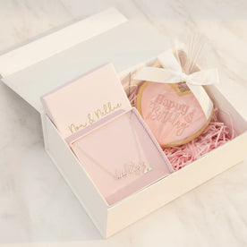 Kids Gift Box – Personalised Name Necklace, Teddy & Cookie Set