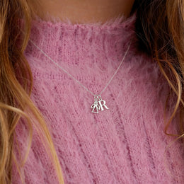 Guardian Angel Initial Necklace for Kids – Personalised Initial & Silver Guardian Angel Charm