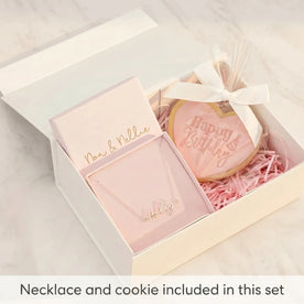Kids Gift Box – Personalised Name Necklace, Teddy & Cookie Set