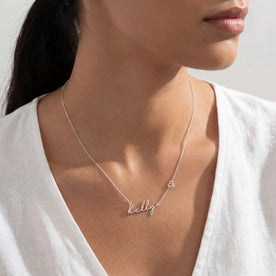 Personalised Name & Heart Necklace | Custom Name Necklace | HBD