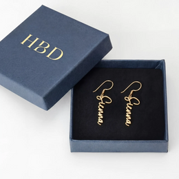 Personalised Name or Custom Word Earrings in Gold & Silver