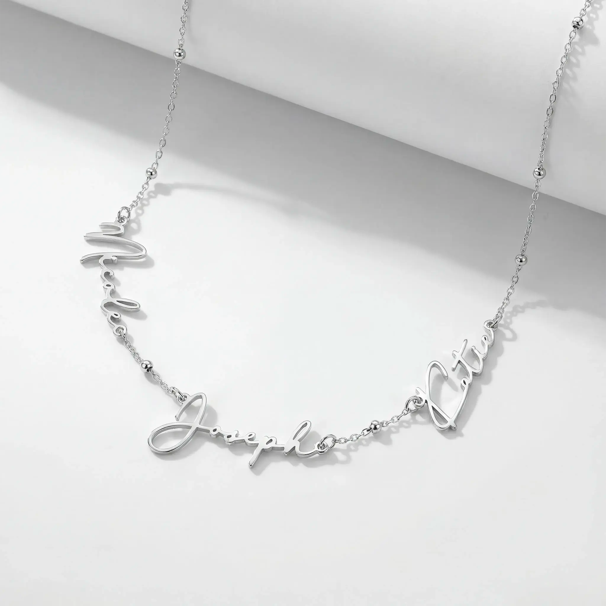 Triple Name Necklace in Gold, Silver or Vermeil – 3 Name Custom Necklace in 9 Designs