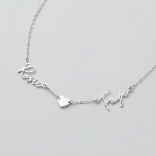 Dubbele naam- en massieve hartketting — photo 4