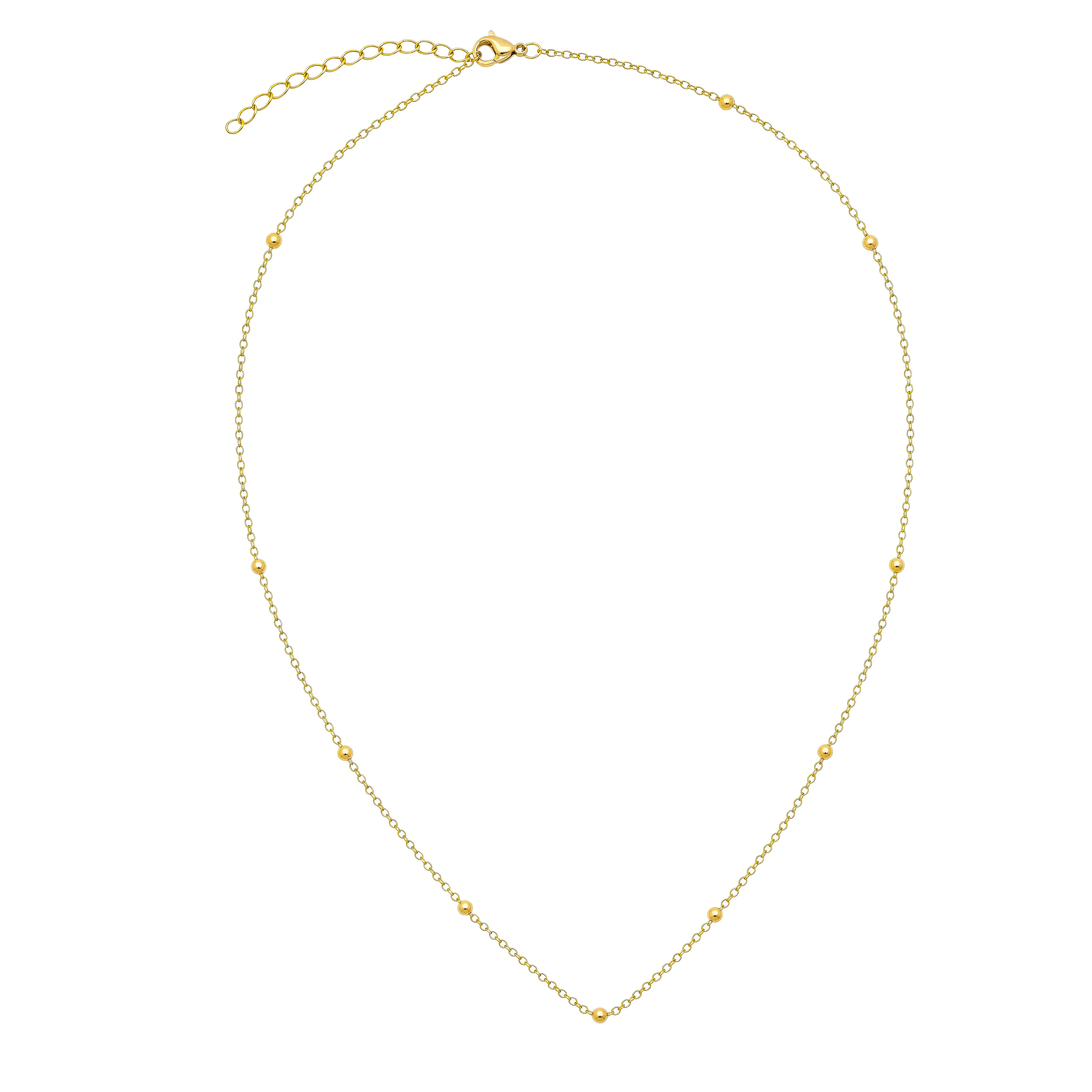 Satellite Ball Curb Chain in 18ct Gold or Sterling Silver – Fine Layering Chain 14" to 20"