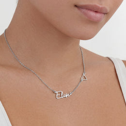 Personalised Name & Heart Necklace | Custom Name Necklace | HBD