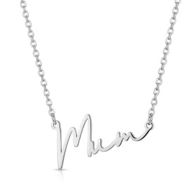 Mum Necklace in Gold or Silver – Elegant Script Mum Pendant – Perfect Gift for Mums