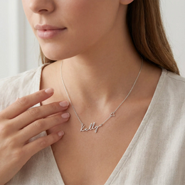 Personalised Name & Heart Necklace | Custom Name Necklace | HBD