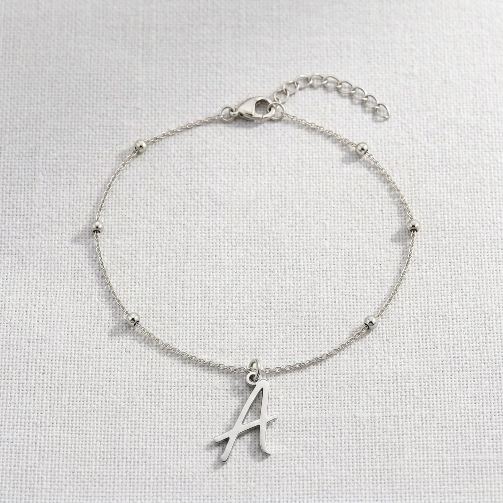 A Bracelet | Initial & Letter A Charm, Gold & Silver