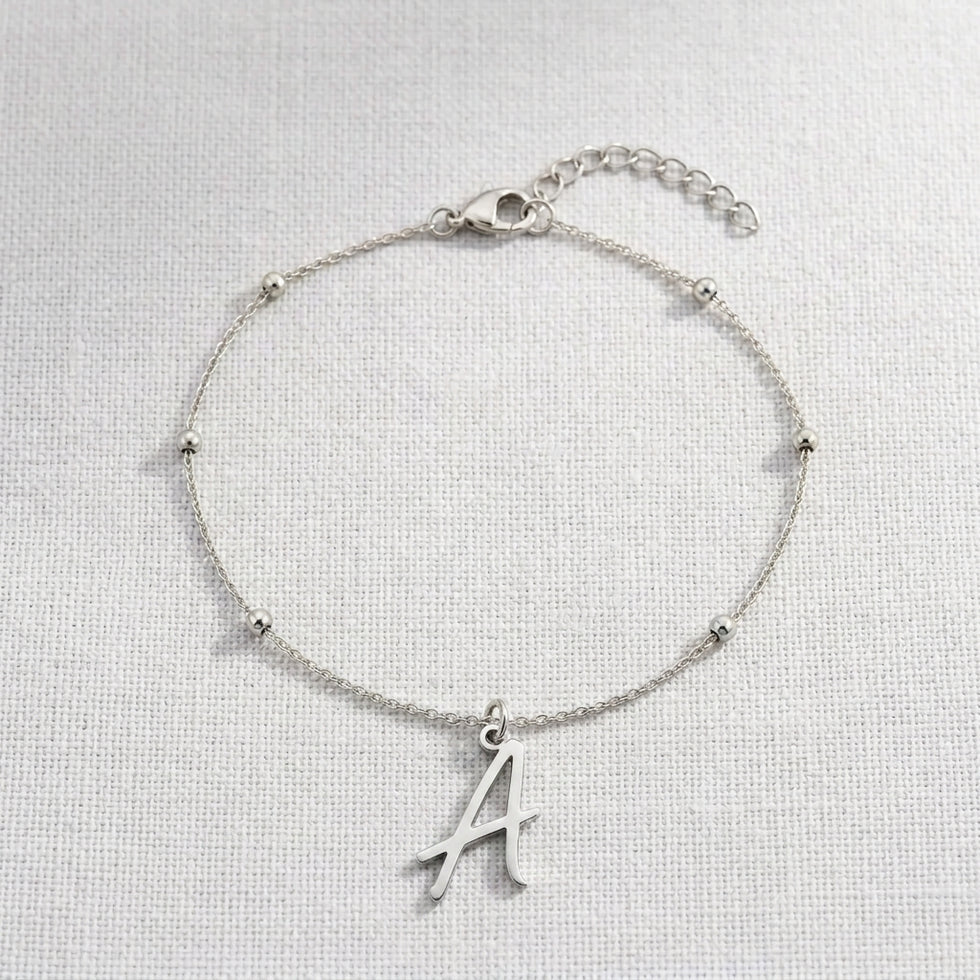 A Bracelet | Initial & Letter A Charm, Gold & Silver