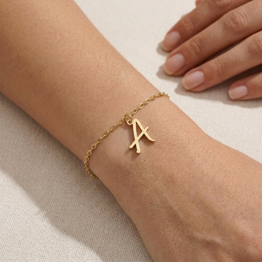 A Bracelet | Initial & Letter A Charm, Gold & Silver