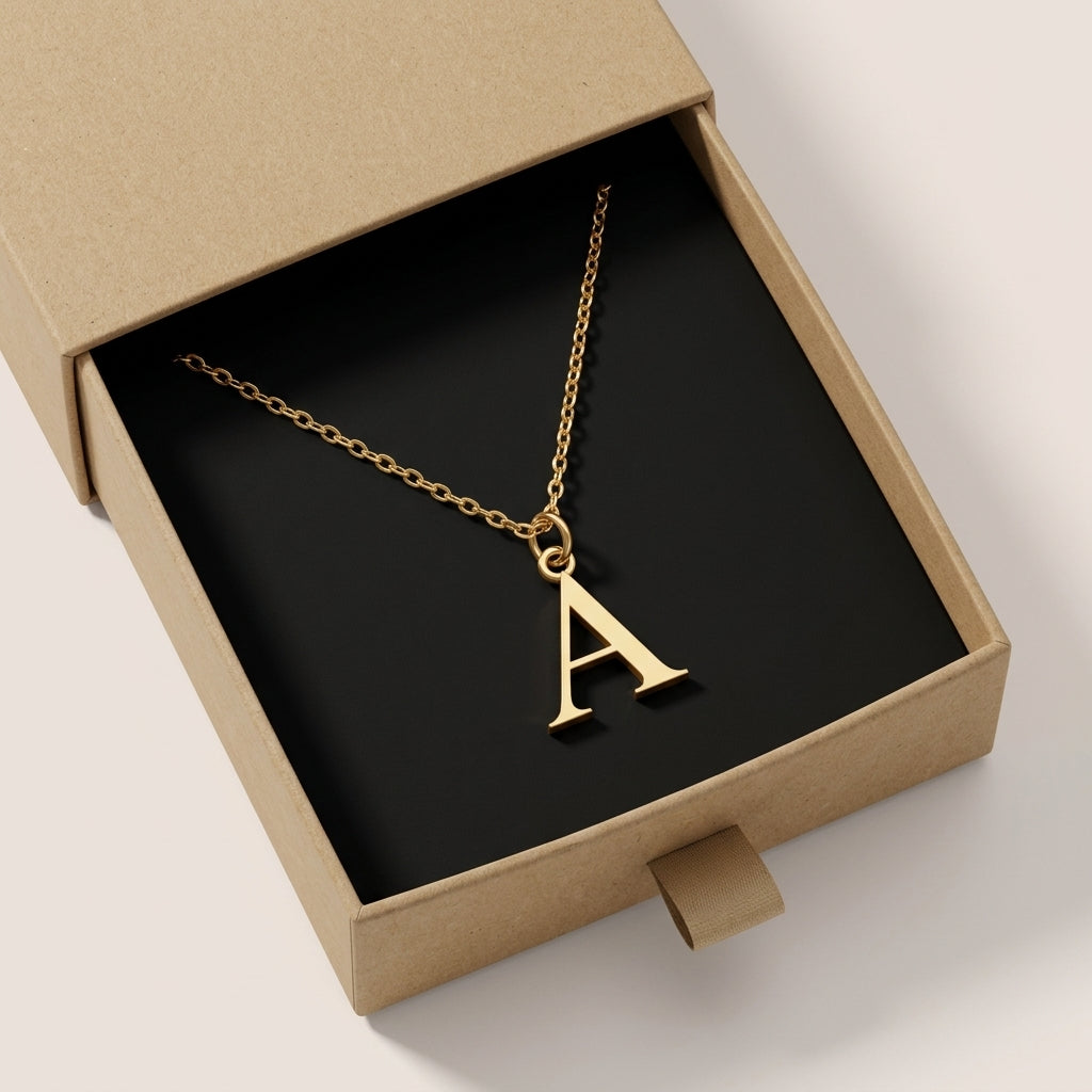 A Necklace | Initial & Letter A Pendant, Gold & Silver
