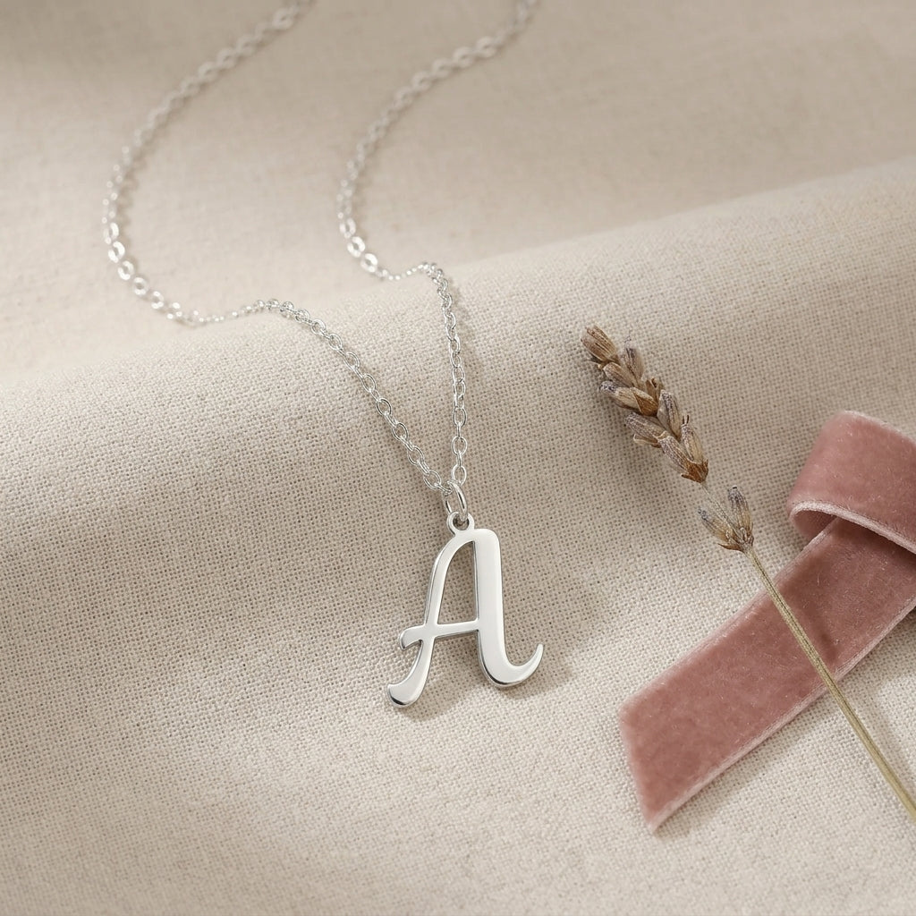 A Necklace | Initial & Letter A Pendant, Gold & Silver