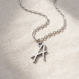 A Necklace | Initial & Letter A Pendant, Gold & Silver