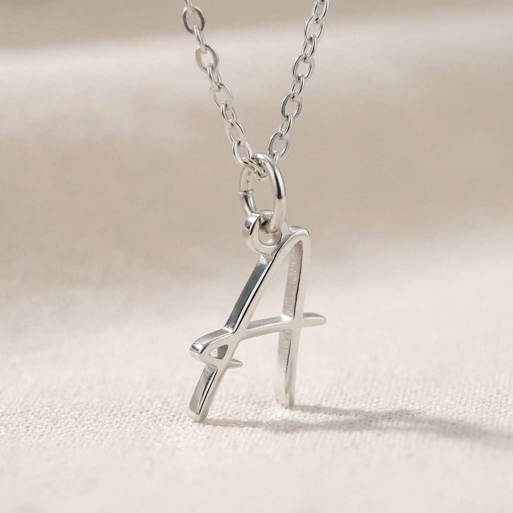 A Necklace | Initial & Letter A Pendant, Gold & Silver
