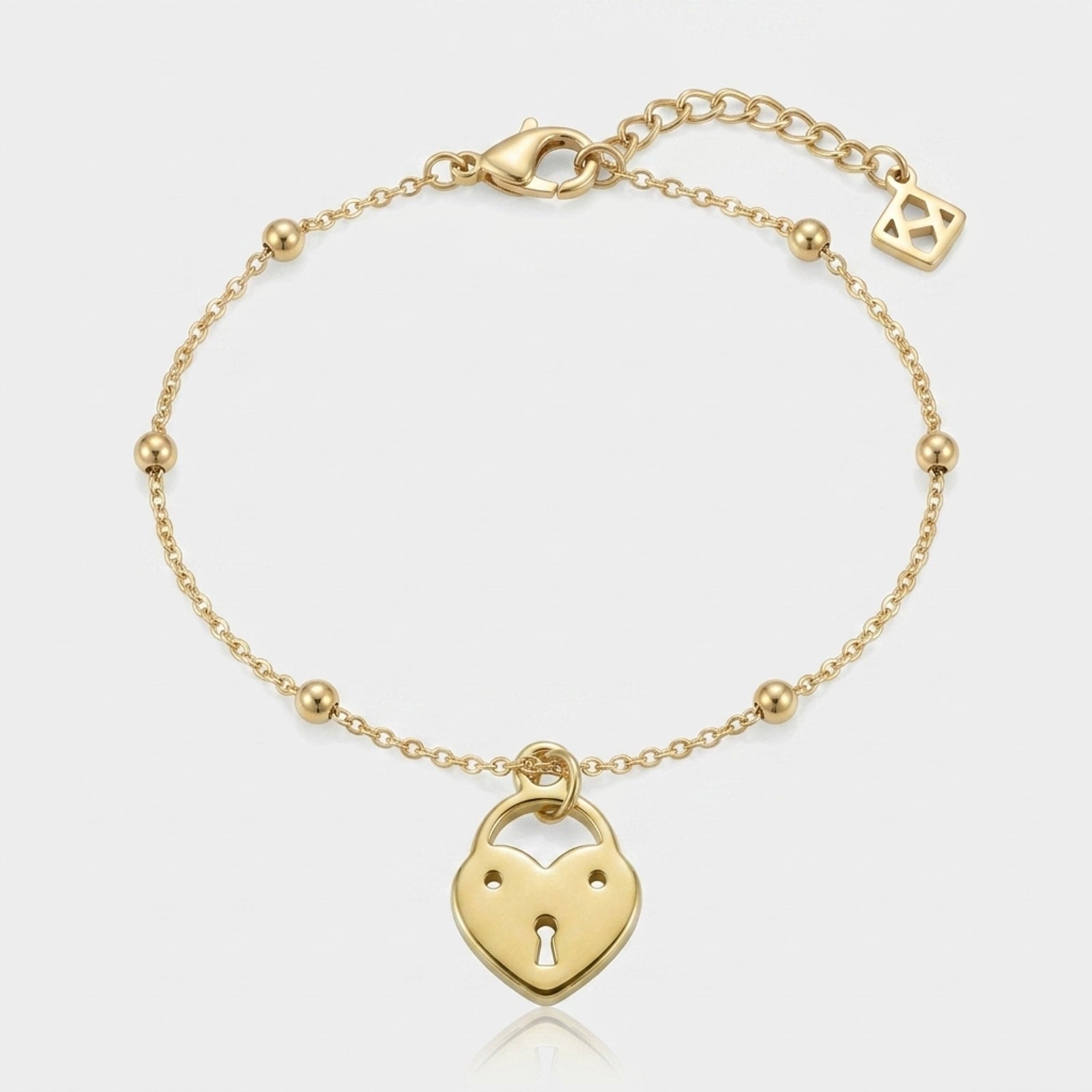 Heart Love Lock Charm Necklace & Bracelet