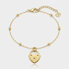 Heart Love Lock Charm Necklace & Bracelet