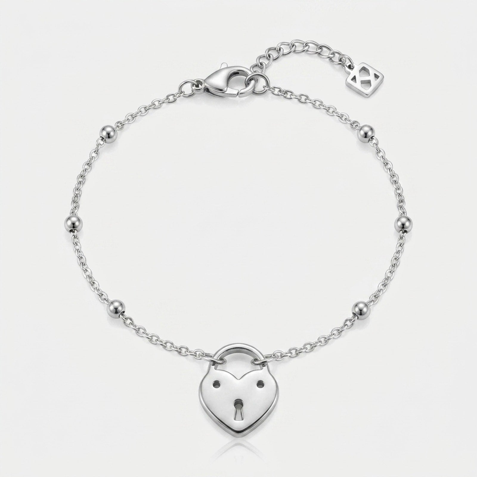 Heart Love Lock Charm Necklace & Bracelet