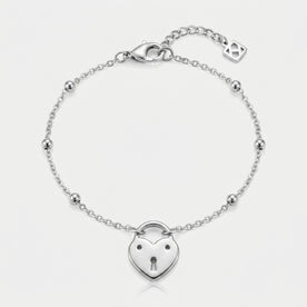 Heart Love Lock Charm Necklace & Bracelet