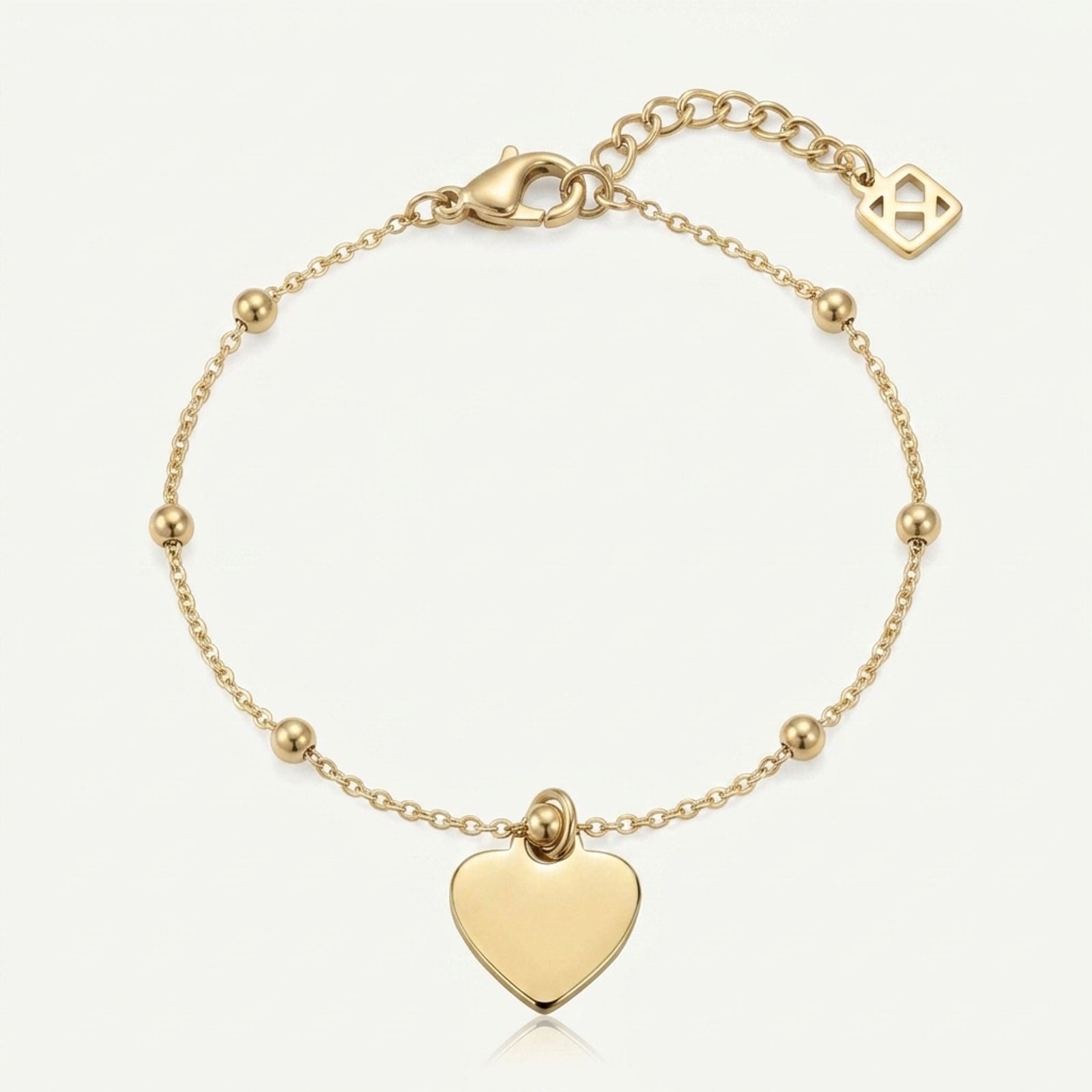 Solid Heart Charm Necklace & Bracelet