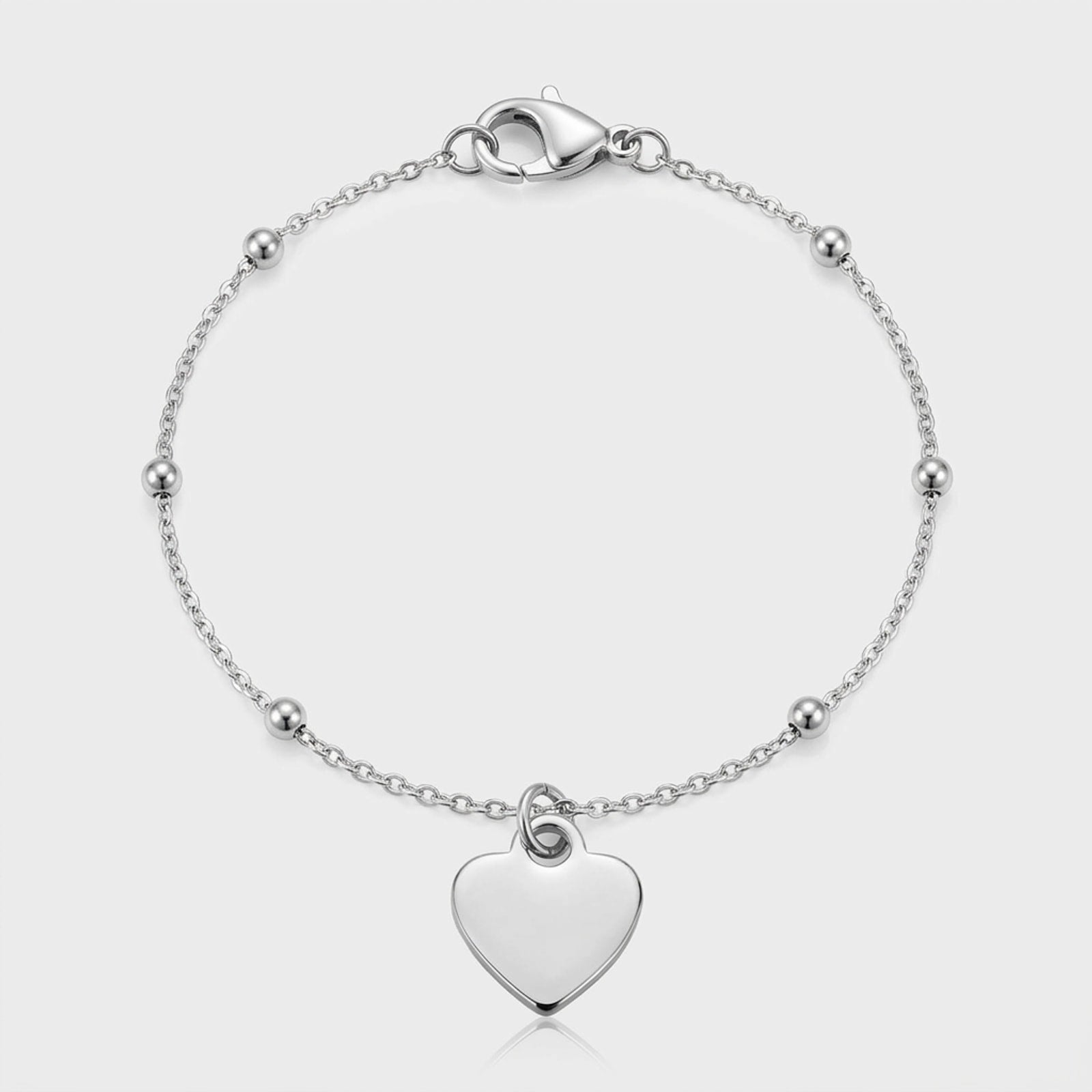 Solid Heart Charm Necklace & Bracelet