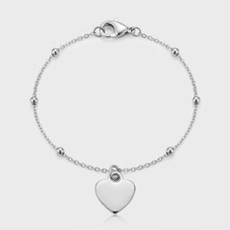Solid Heart Charm Necklace & Bracelet