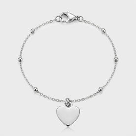 Solid Heart Charm Necklace & Bracelet