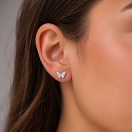 Red Admiral Butterfly Stud Earrings – Nature-Inspired Hoops in Gold or Silver