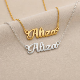 Aliza Name Necklace | 18ct Gold, Silver & Vermeil | Ready to Ship
