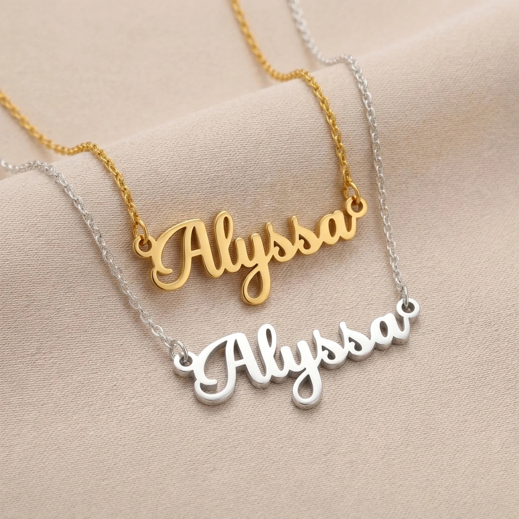 Alyssa Name Necklace | 18ct Gold, Silver & Vermeil | Ready to Ship