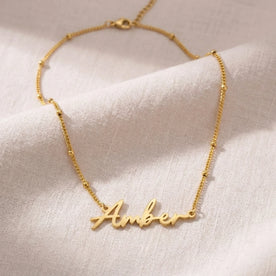 Amber Name Necklace | 18ct Gold, Silver & Vermeil | Ready to Ship