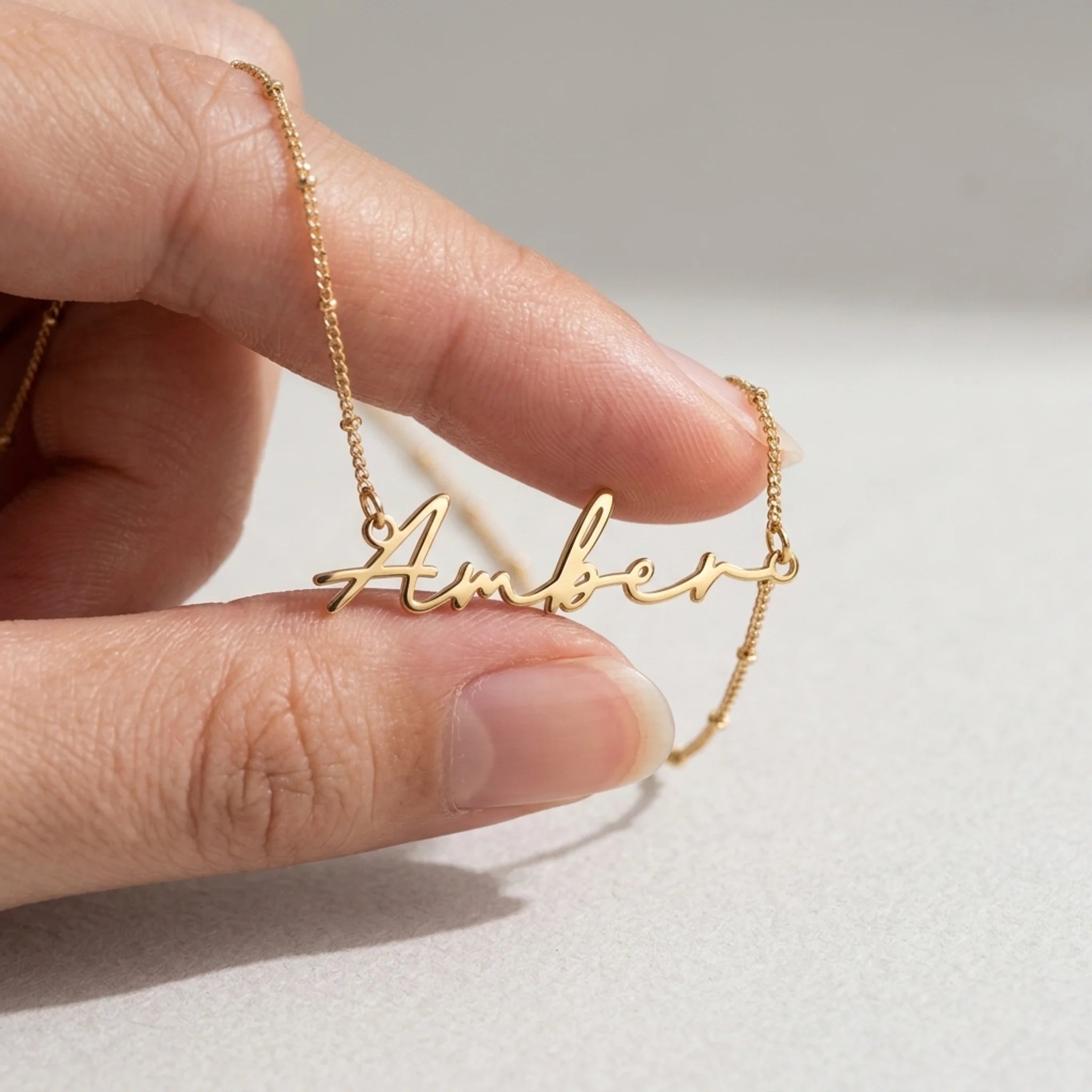 Amber Name Necklace | 18ct Gold, Silver & Vermeil | Ready to Ship
