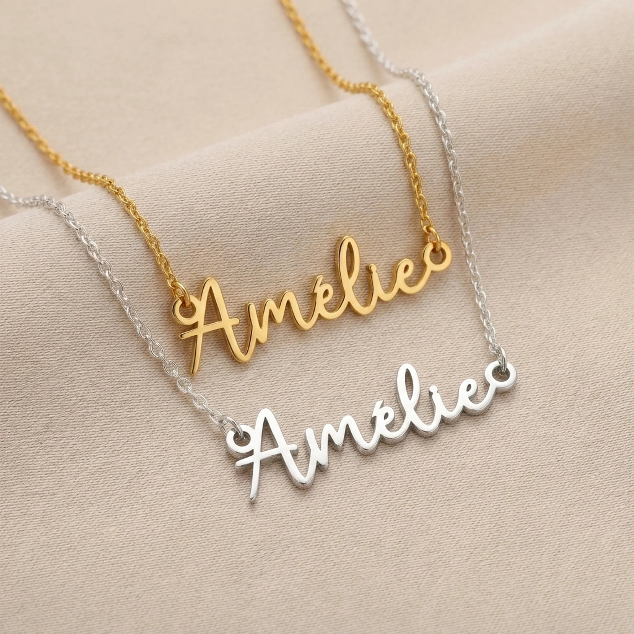 Amelie Name Necklace | 18ct Gold, Silver & Vermeil | Ready to Ship