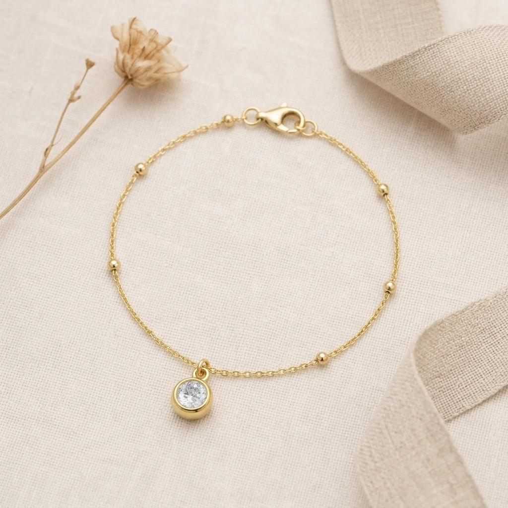 April Birthstone Bracelet | Crystal, Gold & Silver